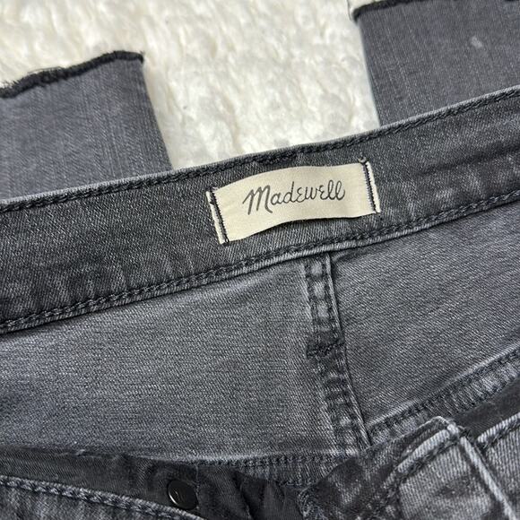 Madewell Stovepipe Black Charcoal Wash Jean Raw Hem Denim High Rise Bottoms - Picture 6 of 14